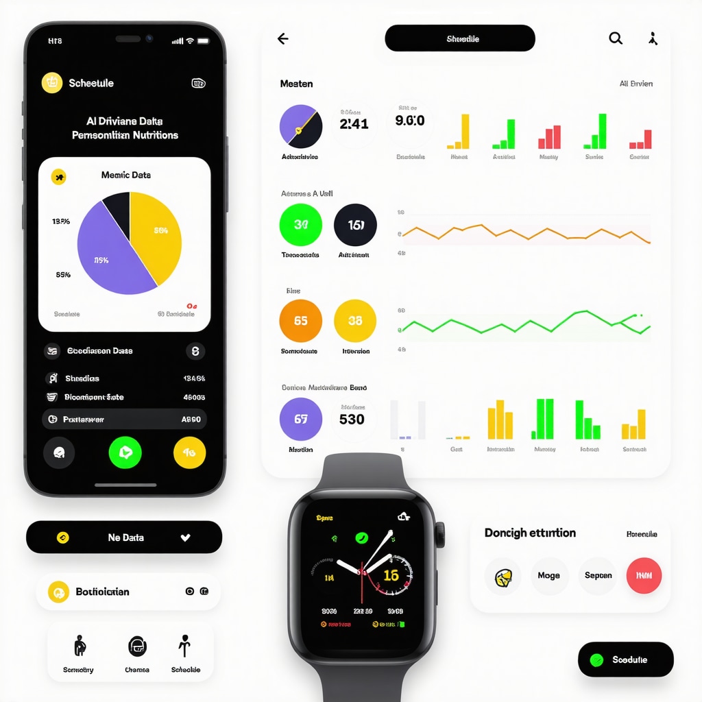 Digital dashboard showing AI analysis of medication timing, nutrition plans, and biometric data for weight loss