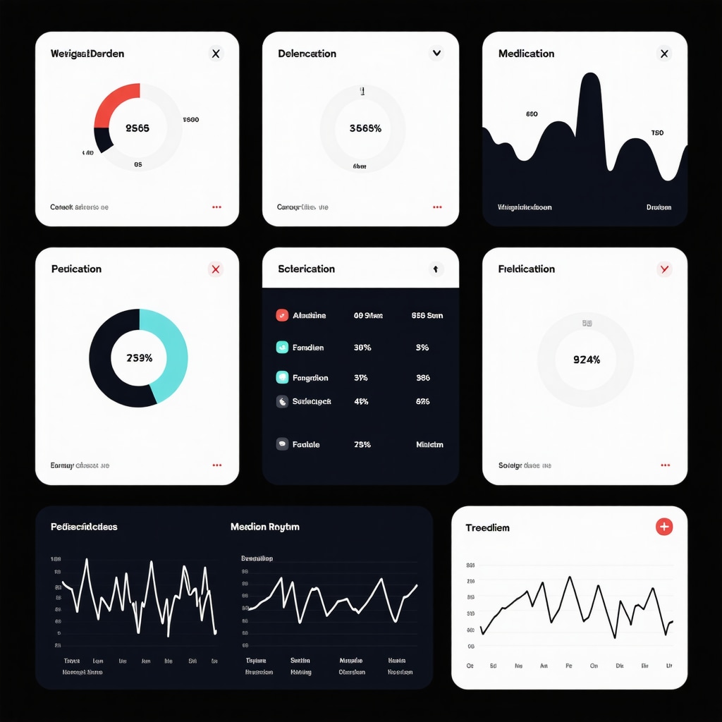 Digital health dashboard showing weight loss progress, medication timing, and circadian rhythm alignment