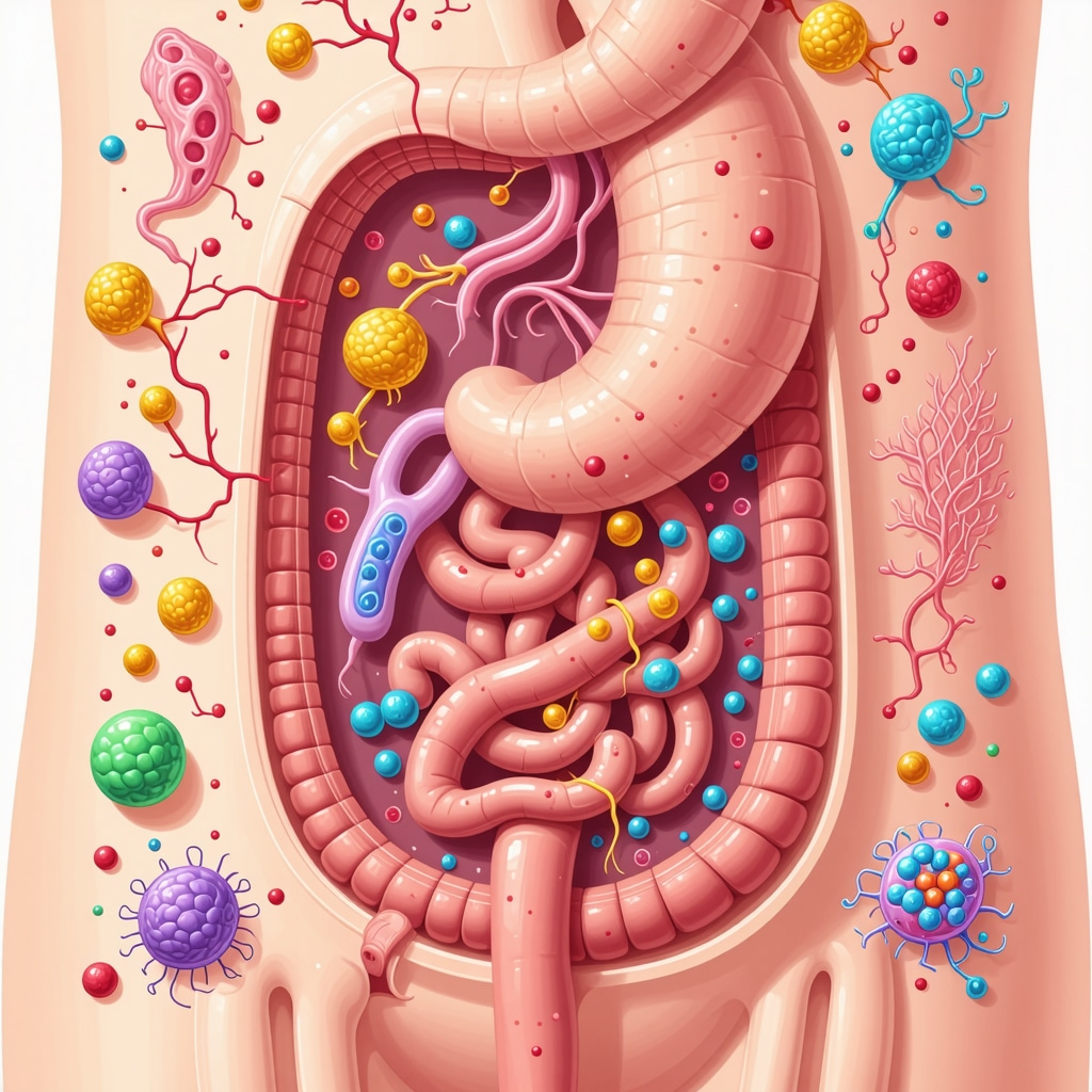Illustration of gut microbiome influencing GLP-1 receptor activity for metabolic health