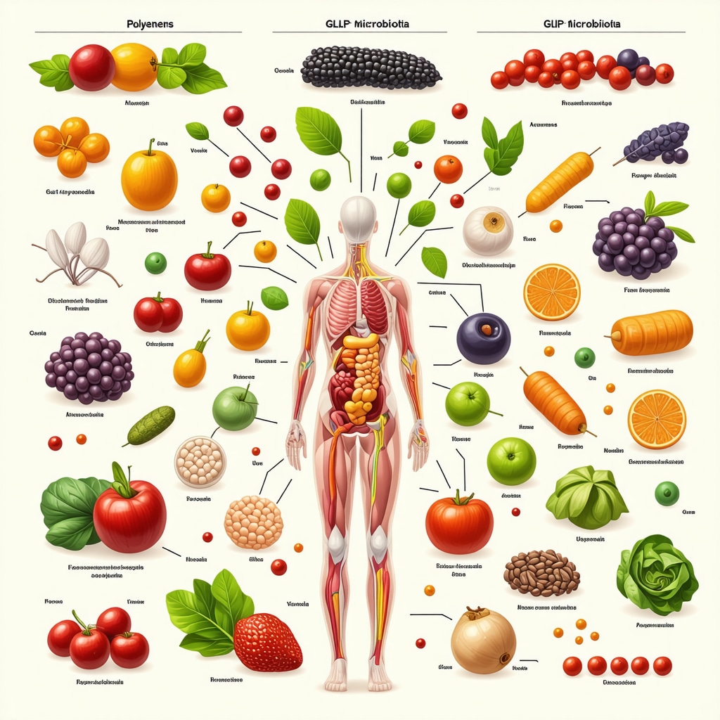 Infographic showing genetic, dietary, and microbiome factors enhancing GLP-1 receptor agonist efficacy