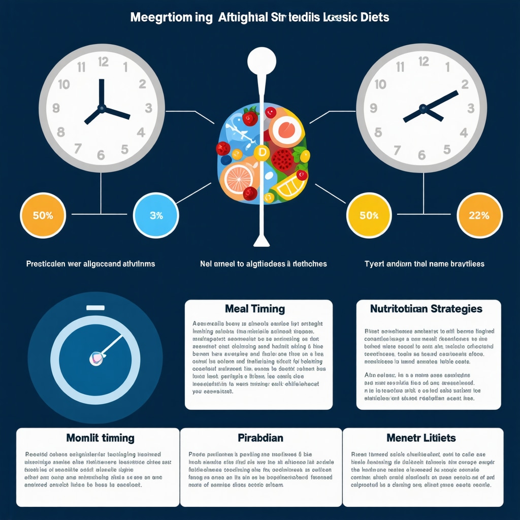 Infographic showing genetic testing, circadian meal timing, and nutrition to manage side effects in prescription weight loss diets