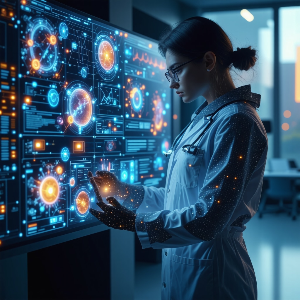 Healthcare professional analyzing genetic and microbiome data with AI for personalized weight loss