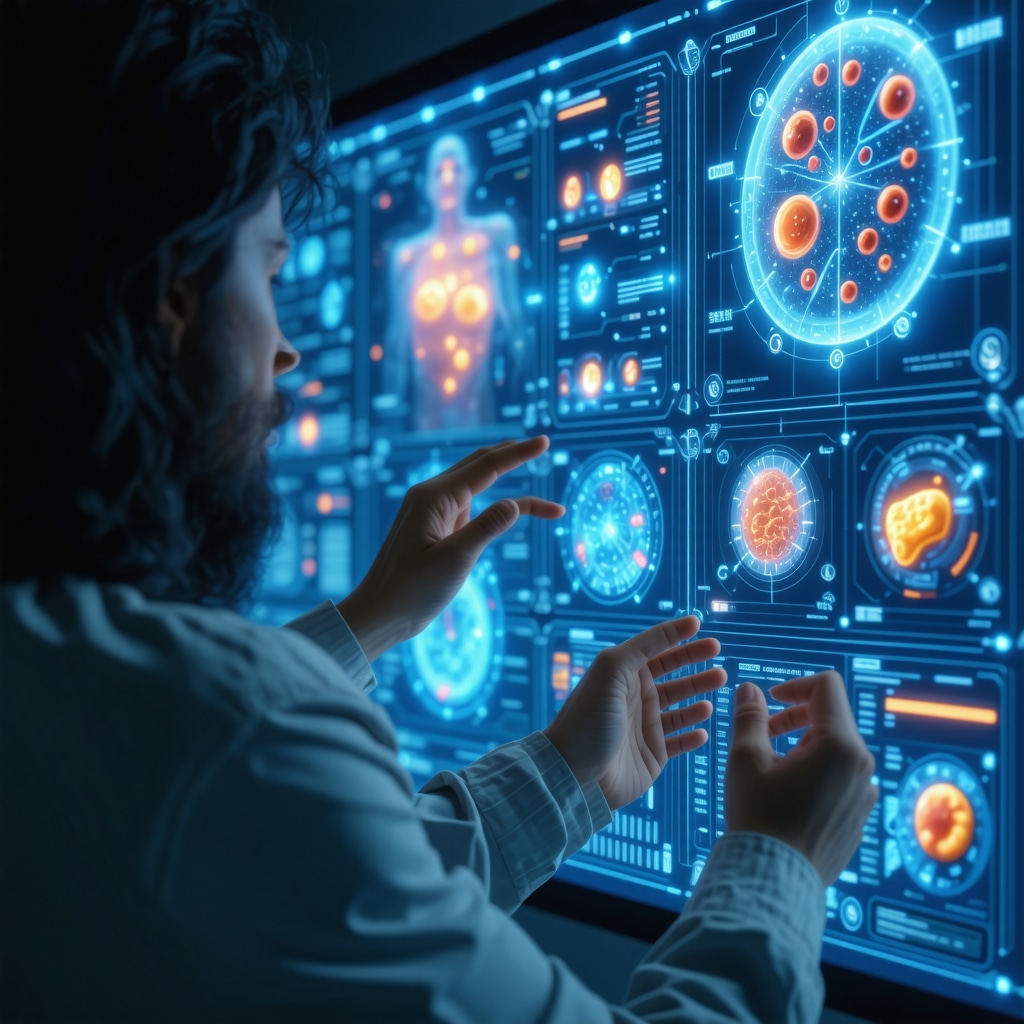 Illustration of a person using AI tools for personalized diet and microbiome-based weight loss medication optimization