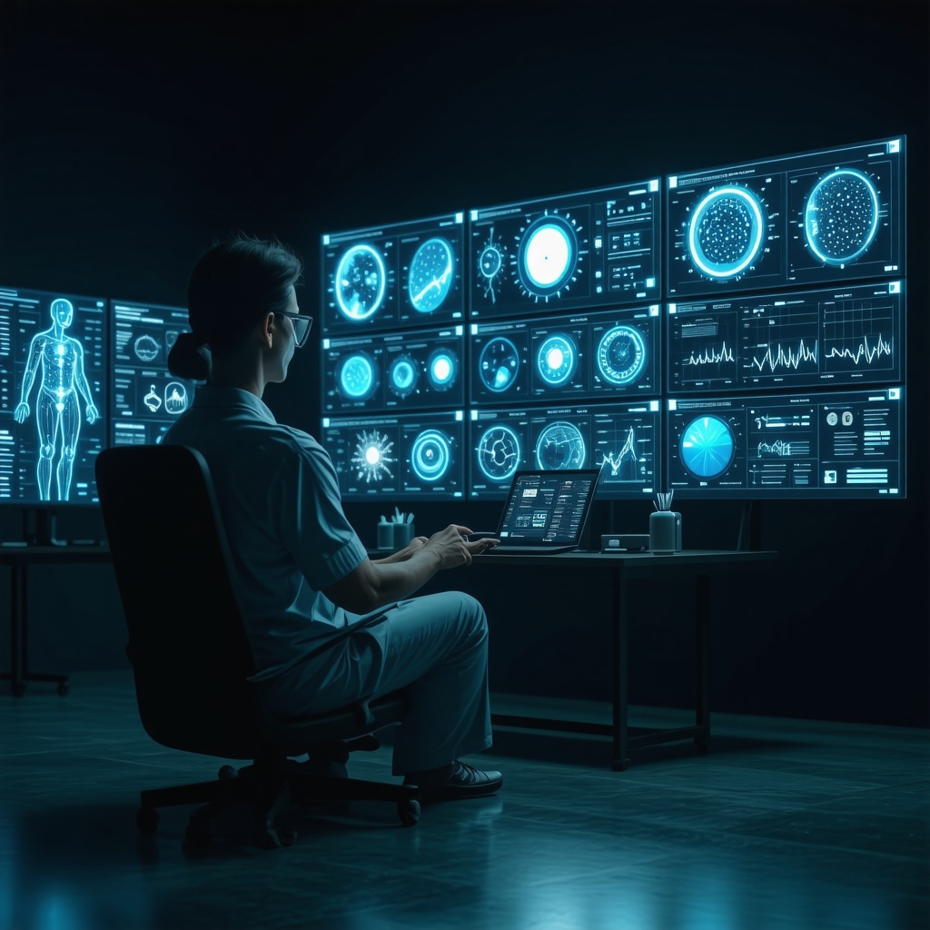 Healthcare professional reviewing AI-based biometric, genetic, and circadian rhythm data for personalized weight loss treatment