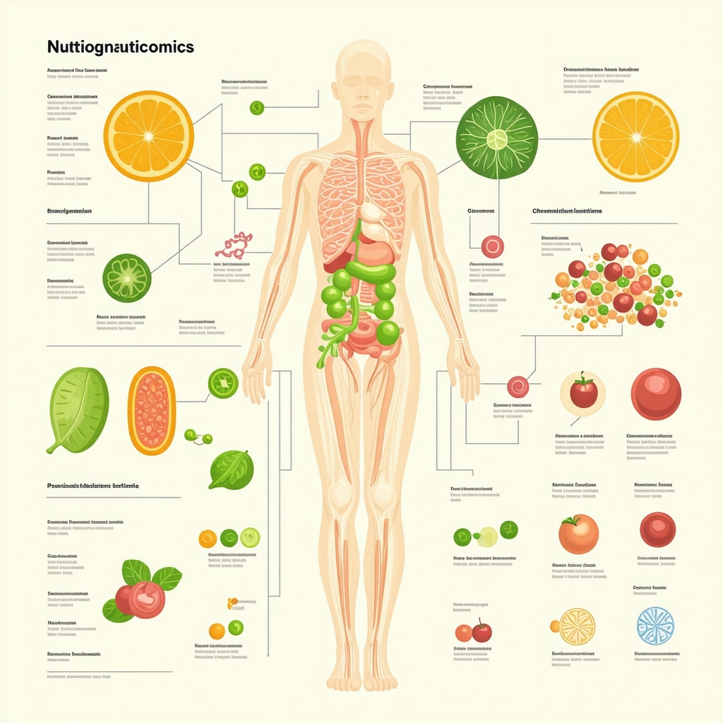 Infographic showing personalized prescription weight loss strategy combining nutrigenomics, meal timing, gut health, and behavioral therapy