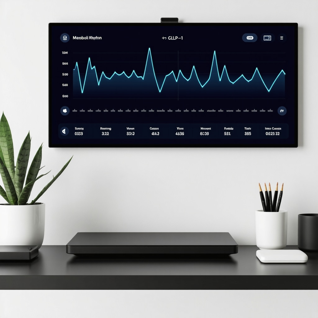 Digital dashboard showing metabolic and circadian data to optimize GLP-1 receptor agonist therapy