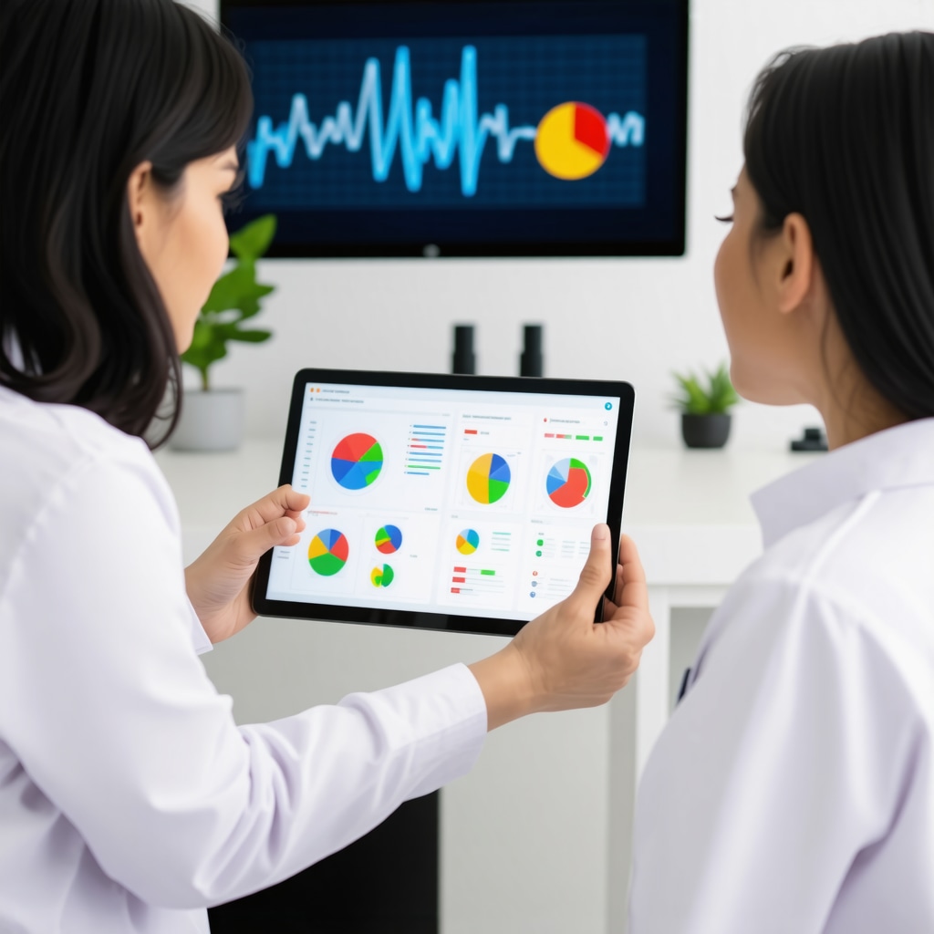 Nutritionist and behavioral therapist discussing prescription weight loss diet strategies with digital tools