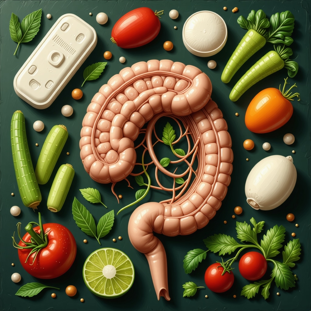 Illustration showing gut microbiome supporting weight loss medication and nutrition synergy