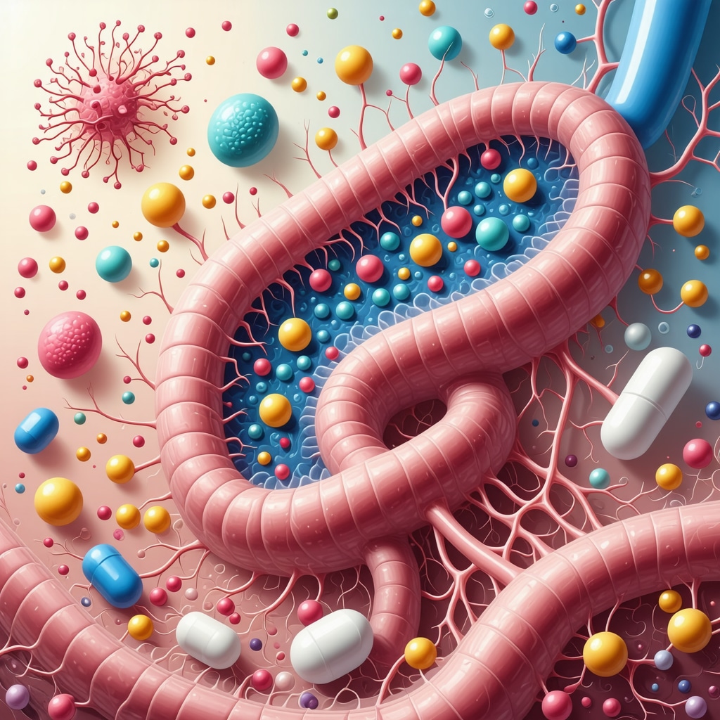 Diagram illustrating gut microbiome modulation enhancing appetite suppressant medication efficacy