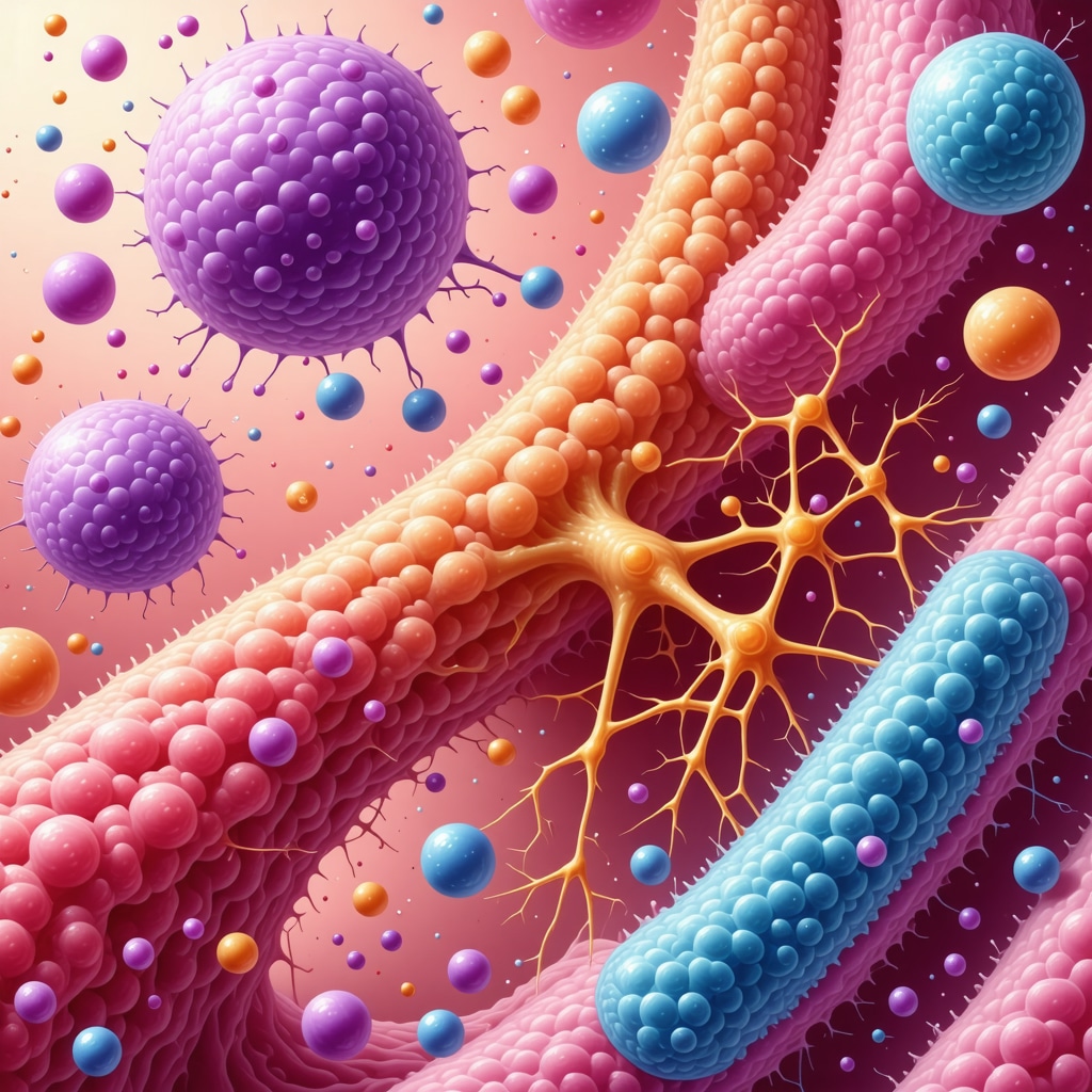 Illustration of gut microbes producing metabolites that stimulate GLP-1 secretion and receptor sensitivity