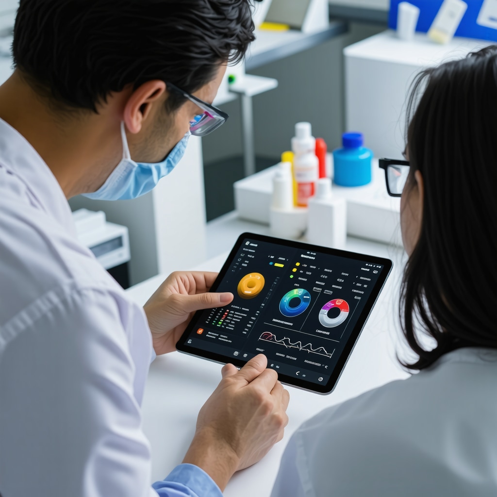 Healthcare professional reviewing wearable metabolic tracker and CGM data with patient to optimize injection medication nutrition