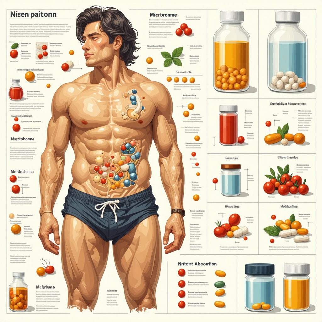 Infographic depicting hydration, gut microbiome, and supplement timing effects on weight loss drug efficacy