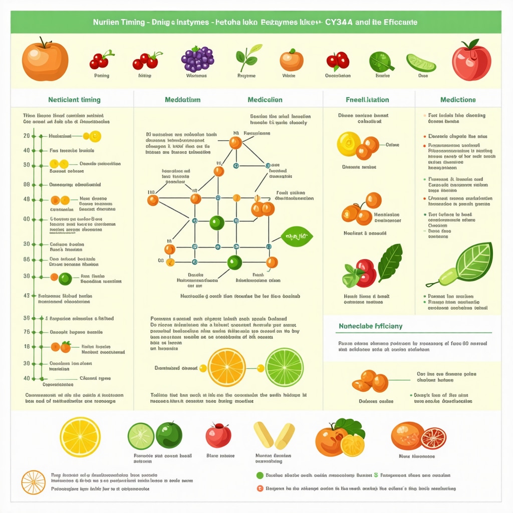 Diagram depicting how nutrient timing and drug-metabolizing enzymes influence weight loss medication effectiveness