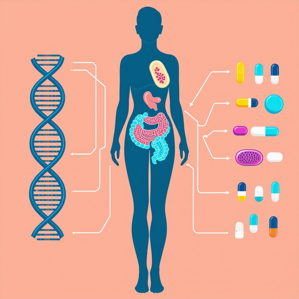 Diagram illustrating how genetics and gut microbiome influence the effectiveness of weight loss medications