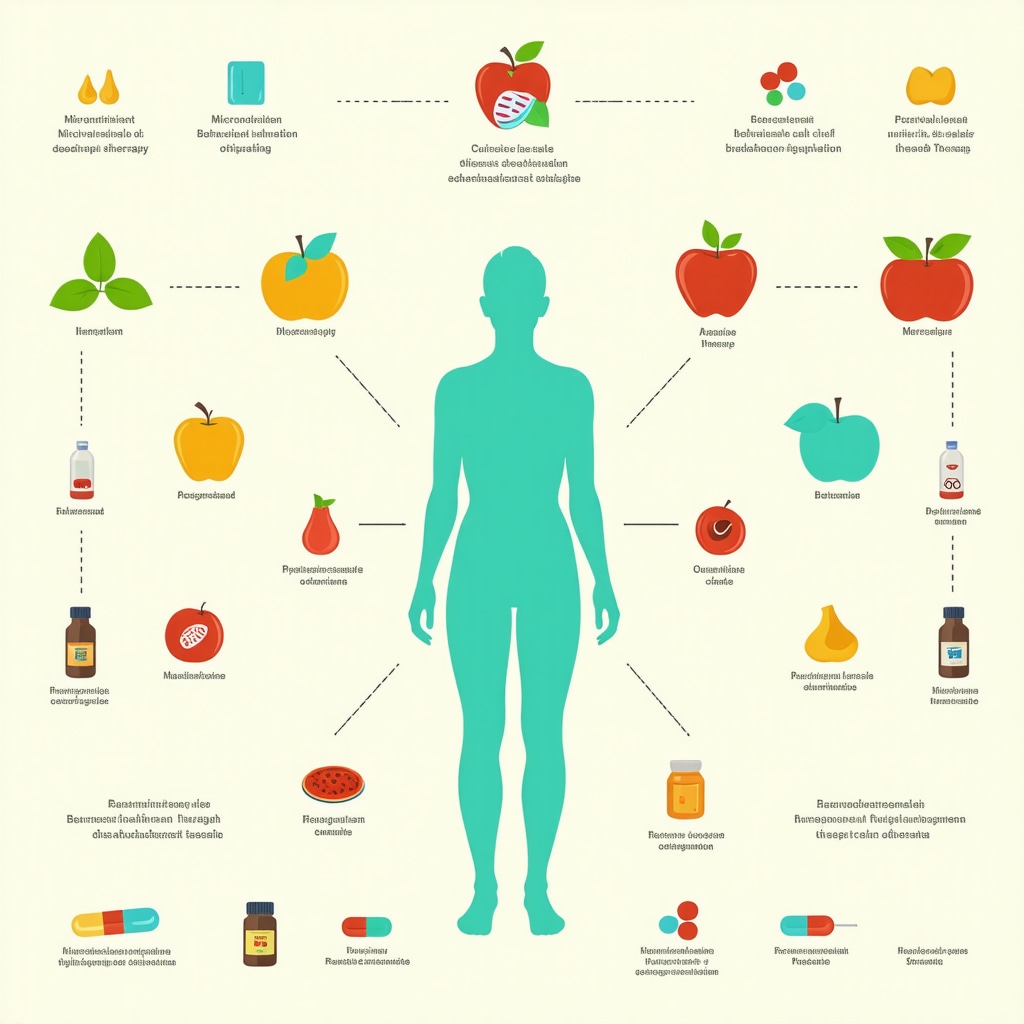 Infographic depicting micronutrient, behavioral, and injection therapy integration for weight loss