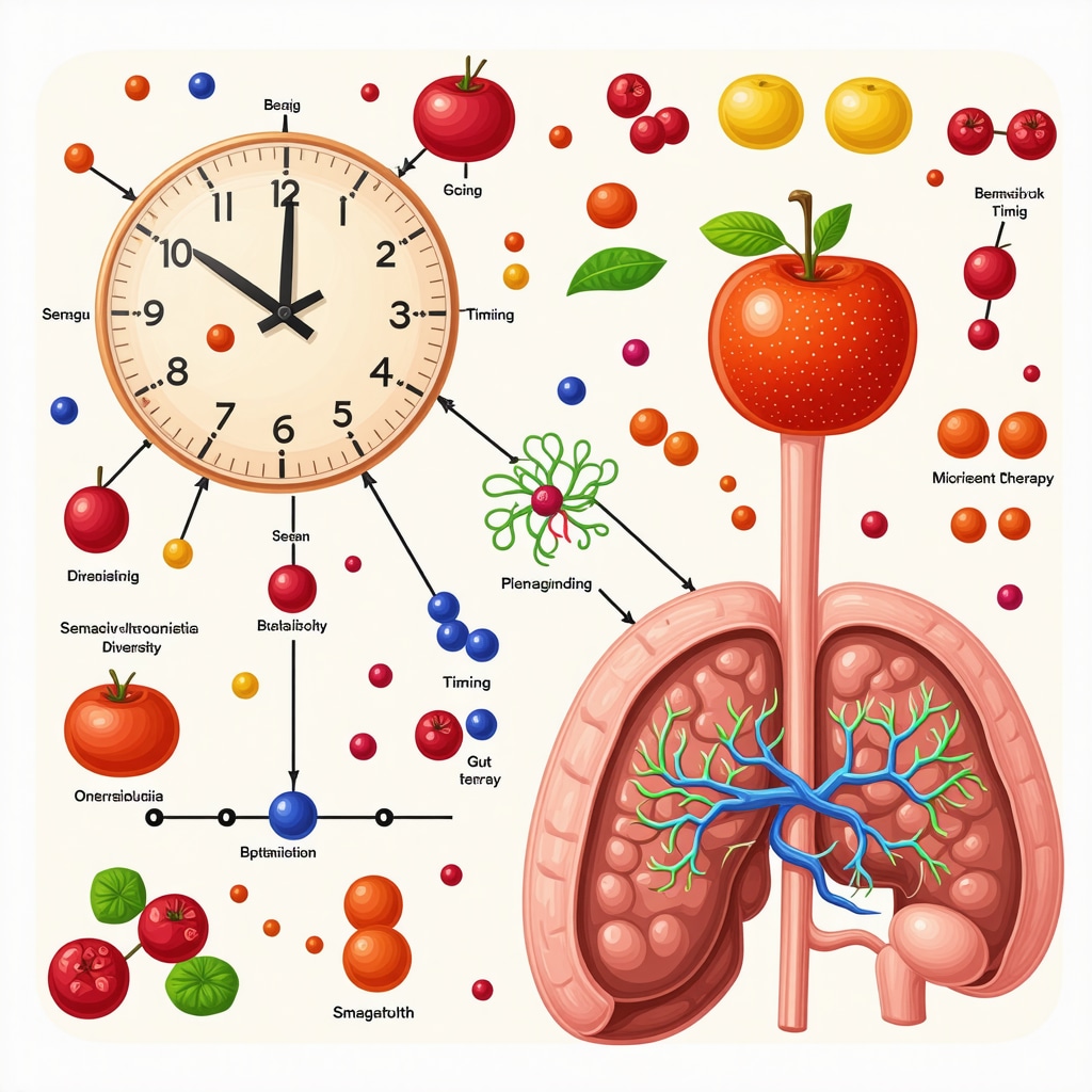 Diagram illustrating semaglutide interaction with nutrient timing, gut microbiota, and behavioral therapy for enhanced weight management