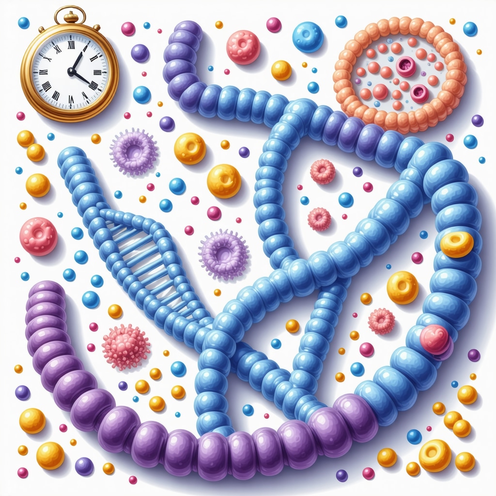 Scientific illustration showing DNA, gut microbiome, and circadian clock integration for personalized weight loss pharmacotherapy