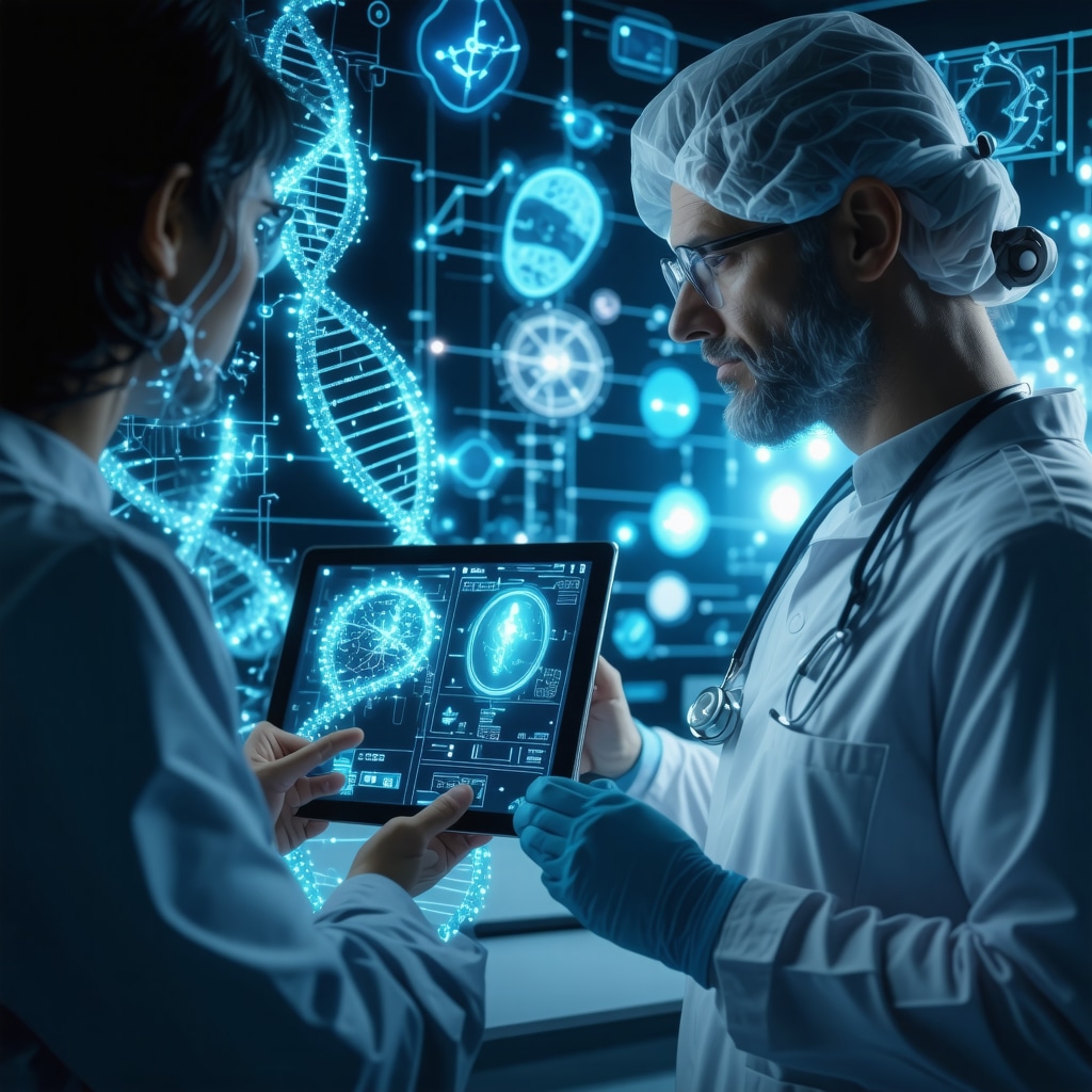Healthcare professional reviewing genomic and wearable device data for personalized weight loss treatment