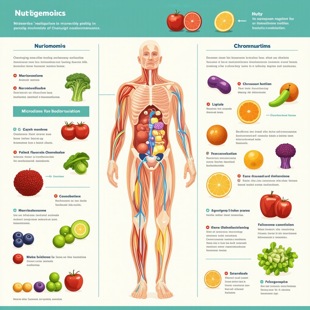 Infographic showing genetic factors, gut microbiome, and medication interactions for optimized weight loss diet plans