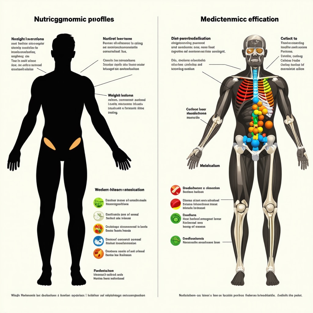 Infographic showing how nutrigenomic profiles influence personalized diet plans to enhance weight loss medication effectiveness