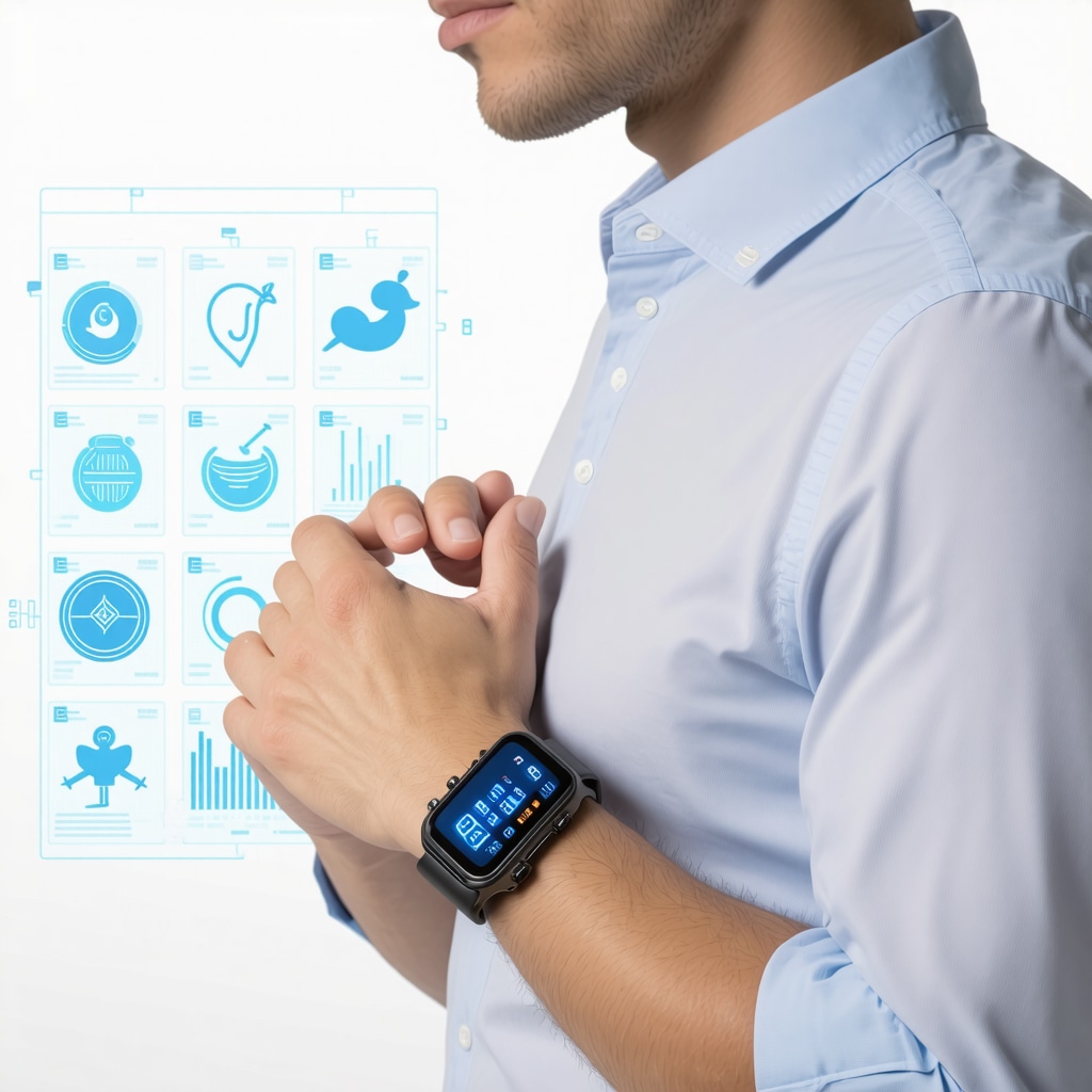 Person with continuous glucose monitor and smartwatch displaying metabolic data for weight loss management