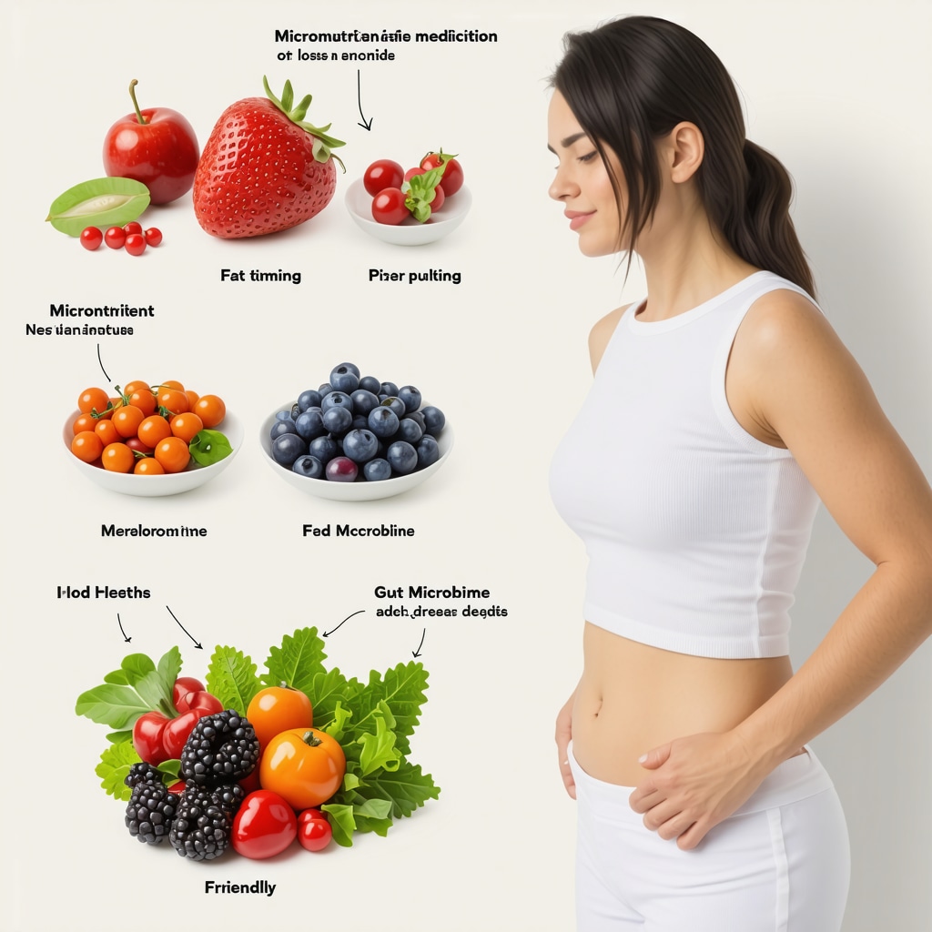 Infographic showing meal timing aligned with fat loss medication effects, including micronutrients and gut-friendly foods