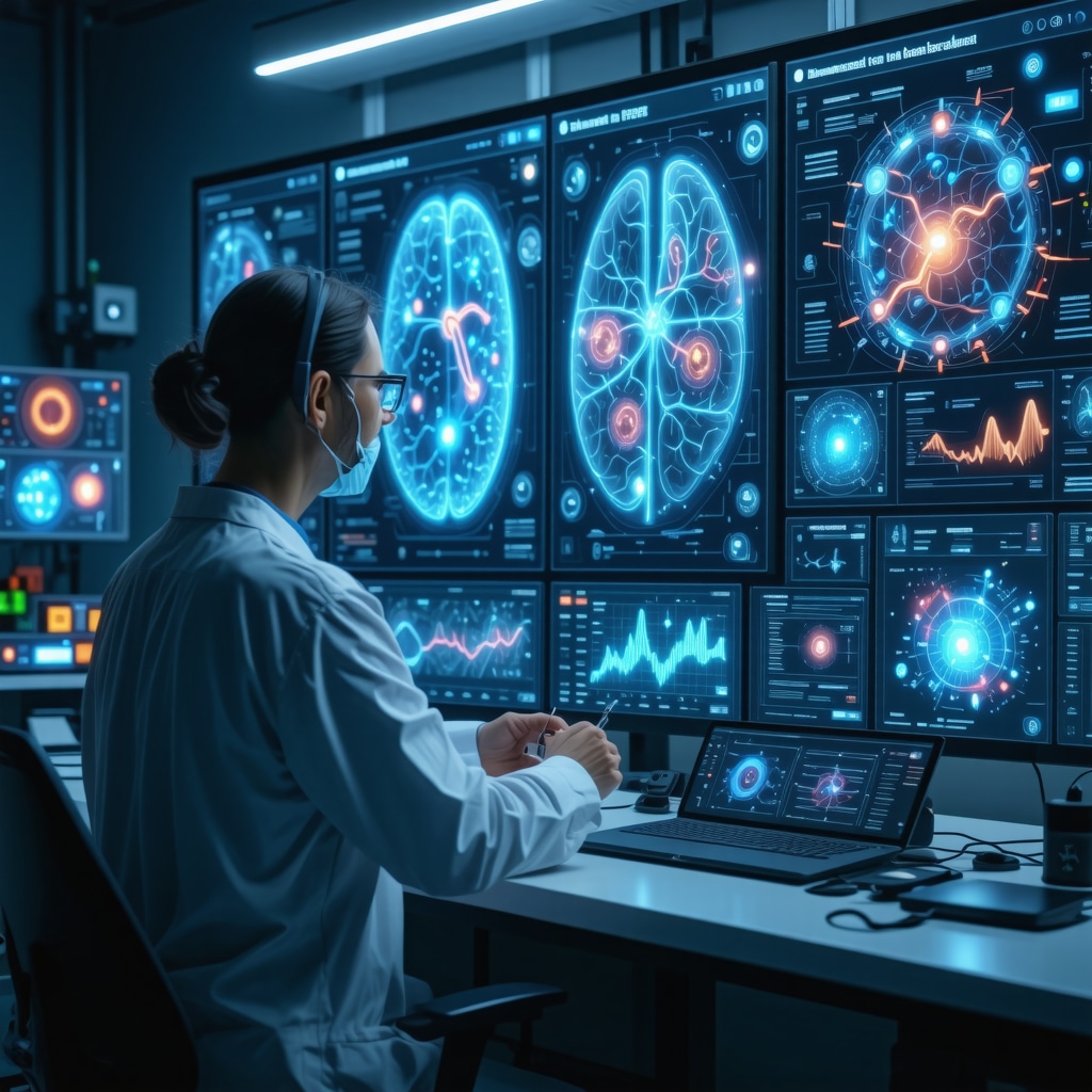 Physician using AI-powered tools for personalized weight loss diet planning integrating genomic and microbiome data