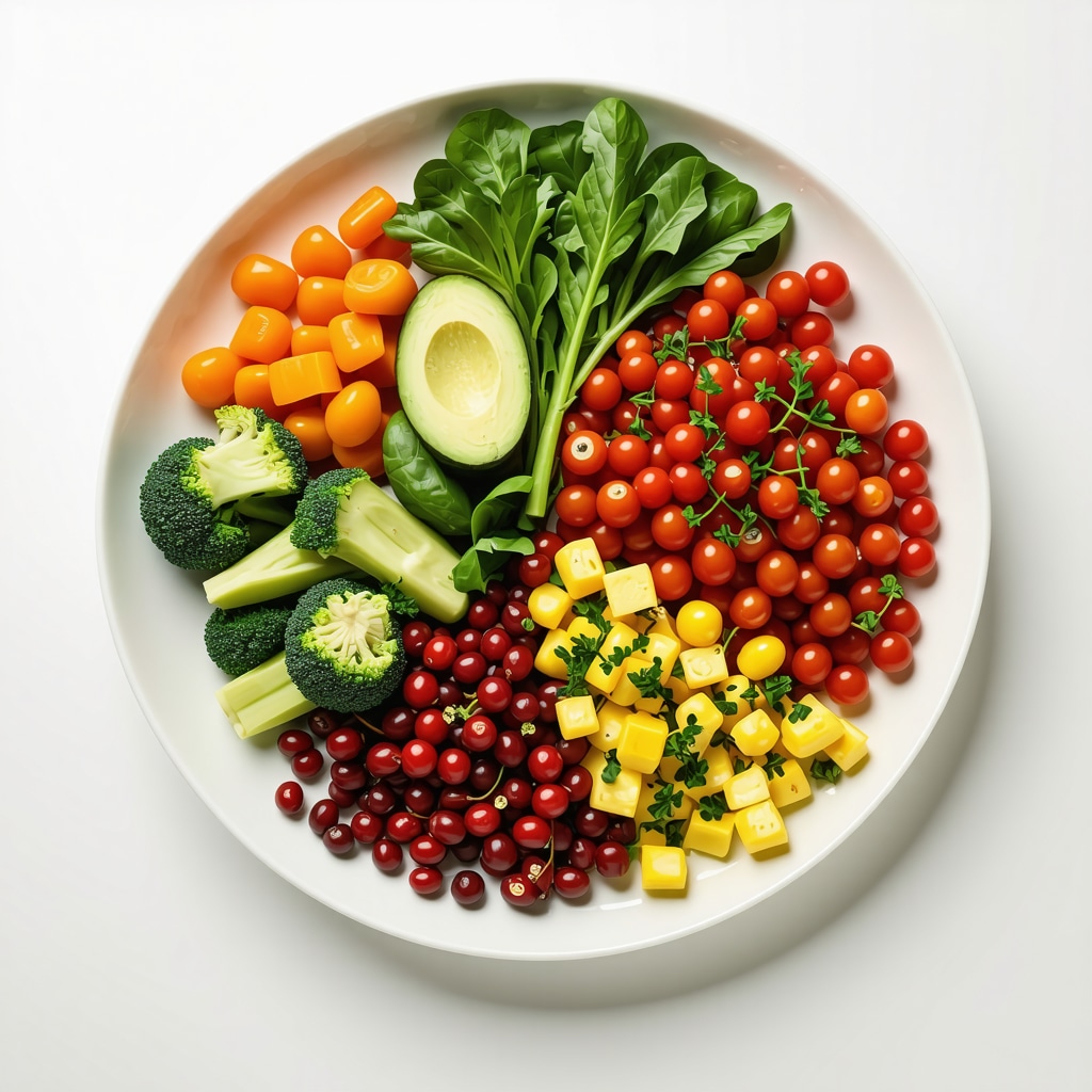 A plate with lean proteins, vegetables, and healthy fats for weight loss
