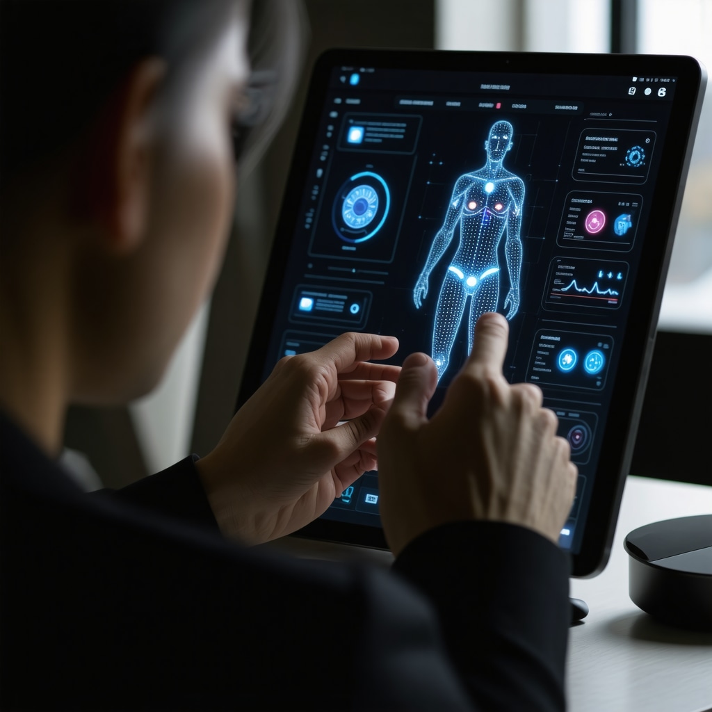 Person reviewing biometric data on a tablet, symbolizing personalized health insights.