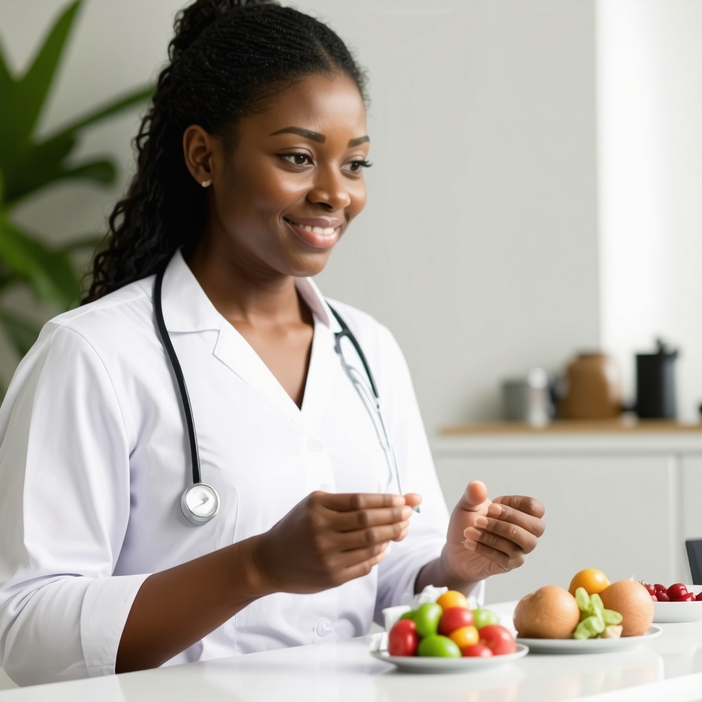 Nutritionist discussing diet plans with a patient for weight loss.