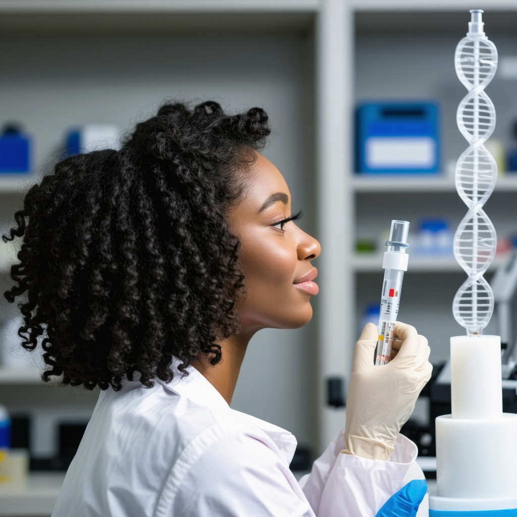 Person receiving genetic and microbiome testing for tailored weight management plans.