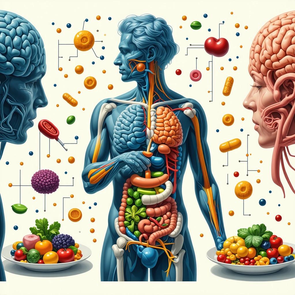Diagram depicting gut-brain communication with dietary and medication interplay for weight loss