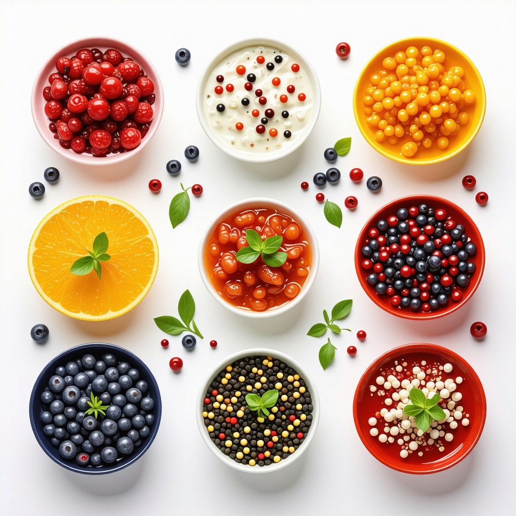 Colorful array of fermented foods like kimchi, kefir, and sauerkraut promoting gut microbiome health.