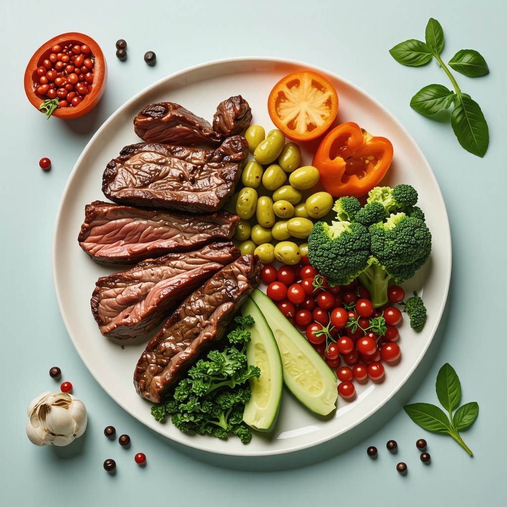 Plate with lean proteins, vegetables, and healthy fats for weight loss support.