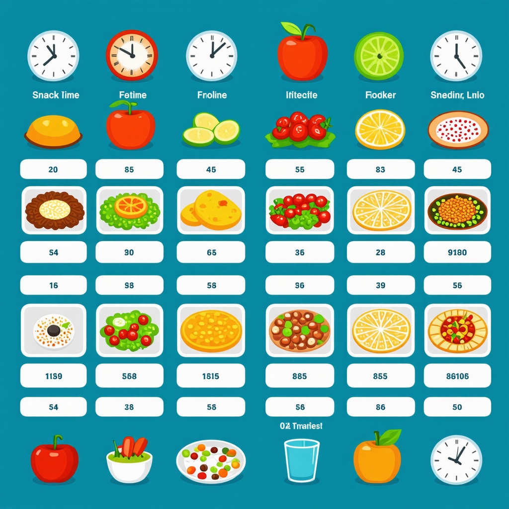 An illustrative chart showing optimal meal times coordinated with medication dosing and healthy foods
