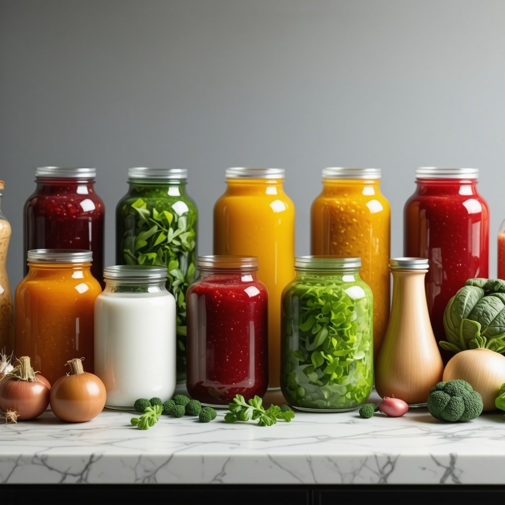 Assorted fermented foods and vegetables supporting gut health and GLP-1 secretion.