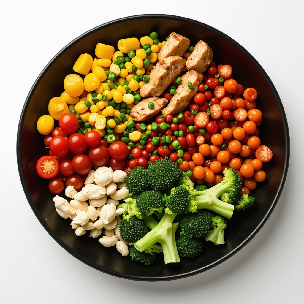 Plate filled with greens, avocados, nuts, and grilled chicken, illustrating advanced nutrition strategies for weight loss.