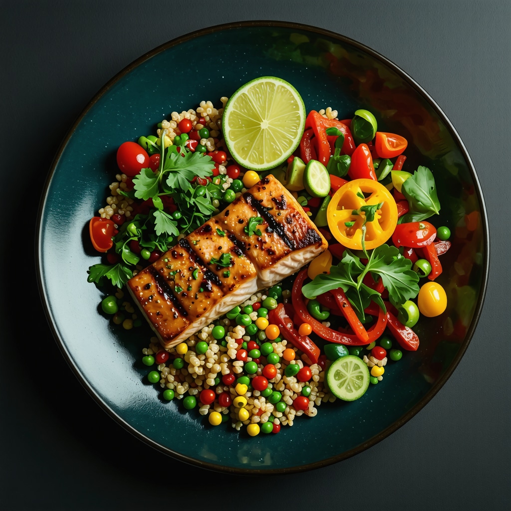 Healthy meal with fish and vegetables for weight loss