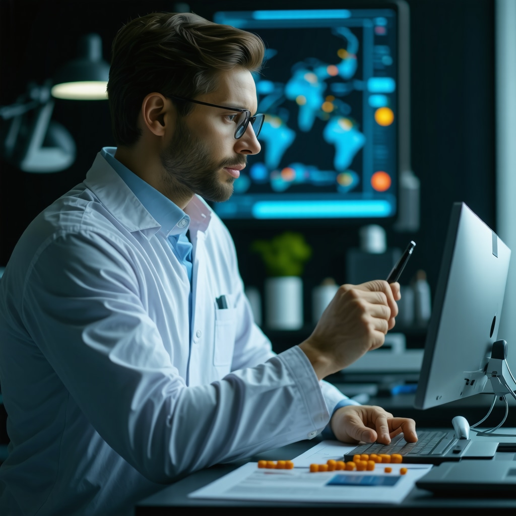 Expert discussing personalized genetic and dietary plans in a modern clinic setting
