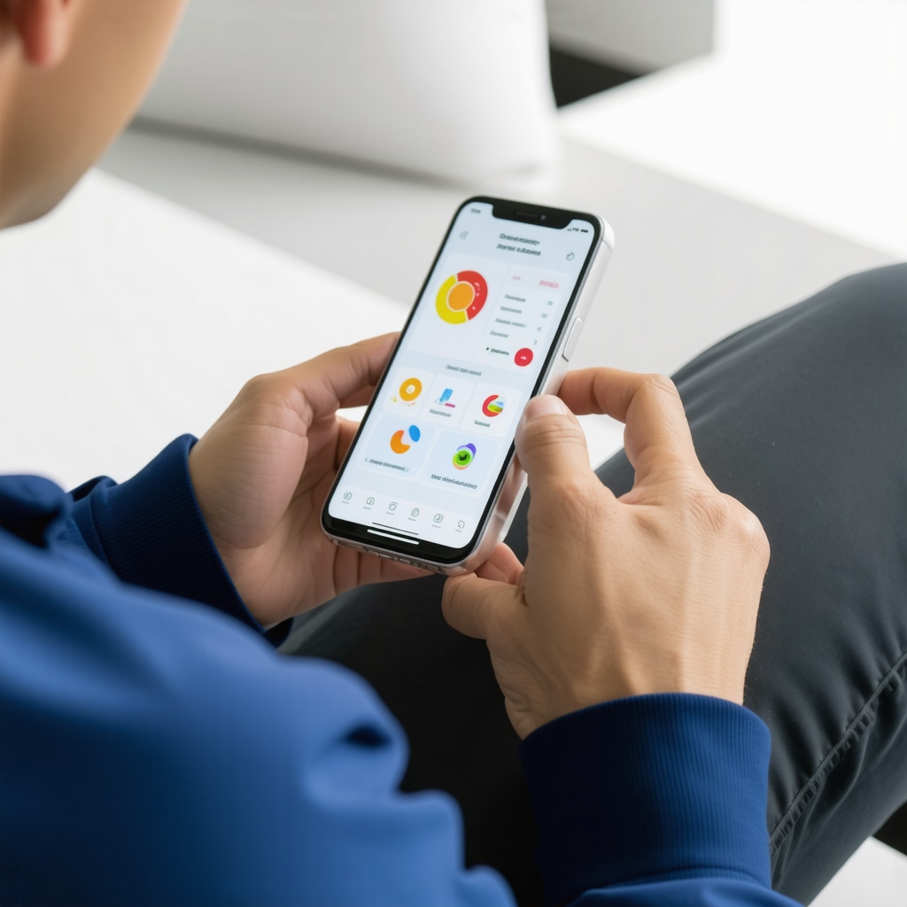 Person using smartphone app to monitor health and nutrition data for weight loss.