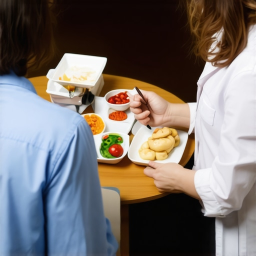 Dietitian and patient discussing personalized weight loss plan with medication and diet strategies.