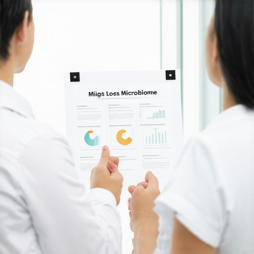 Healthcare professional reviewing genetic and microbiome data for weight management