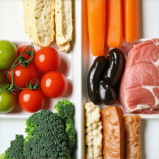 A balanced plate with lean proteins, vegetables, and healthy fats promoting weight management