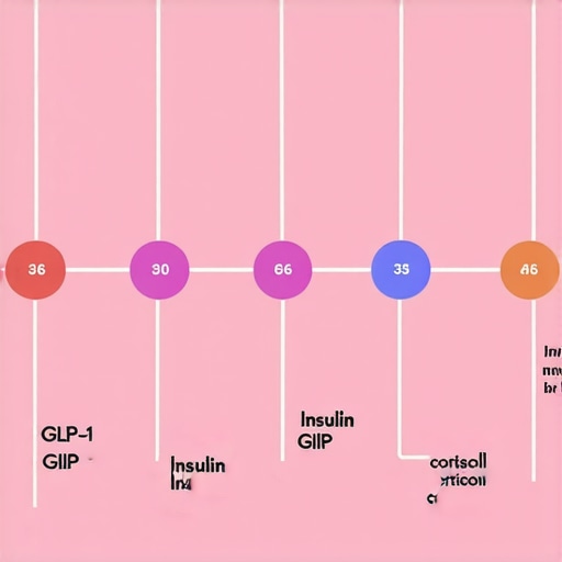 Infographic showing hormonal pathways involved in appetite, metabolism, and weight regulation.