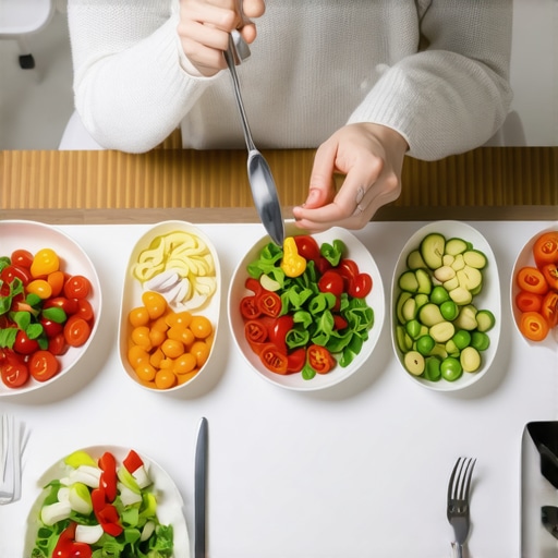 Person engaging in mindful eating during a nutritious meal, promoting awareness and satiety.