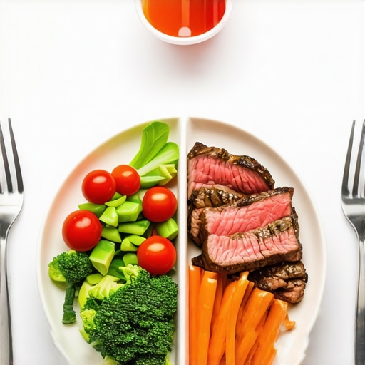 Plate with nutritious foods for weight loss and medication support