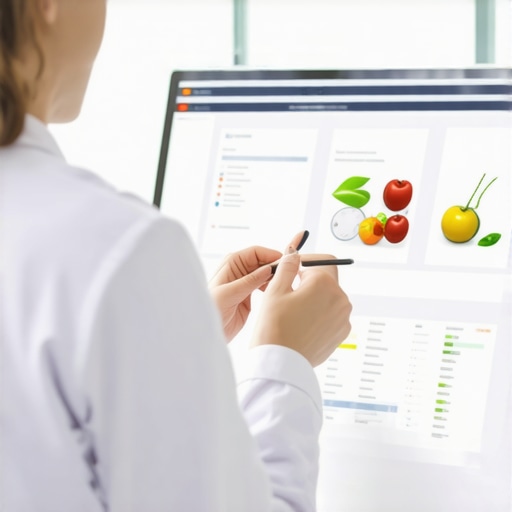 Doctor reviewing personalized diet and medication data on computer
