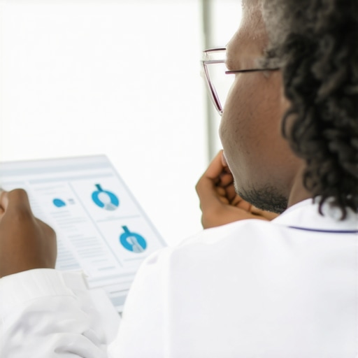 A person analyzing health data on a tablet for personalized weight management.
