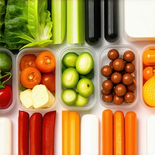 Colorful meal prep with vegetables, lean meats, and dietary supplements for optimized fat loss.