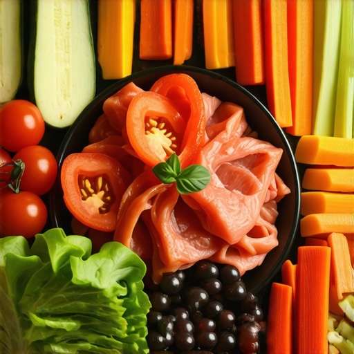 A balanced meal plate with vegetables, lean meats, and healthy fats for sustainable weight loss.